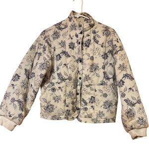 Kensie Black and White Floral Puffer Jacket